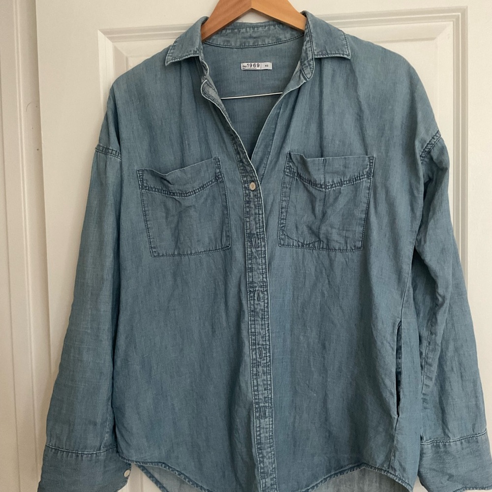 Women's Blue Button Down Shirt